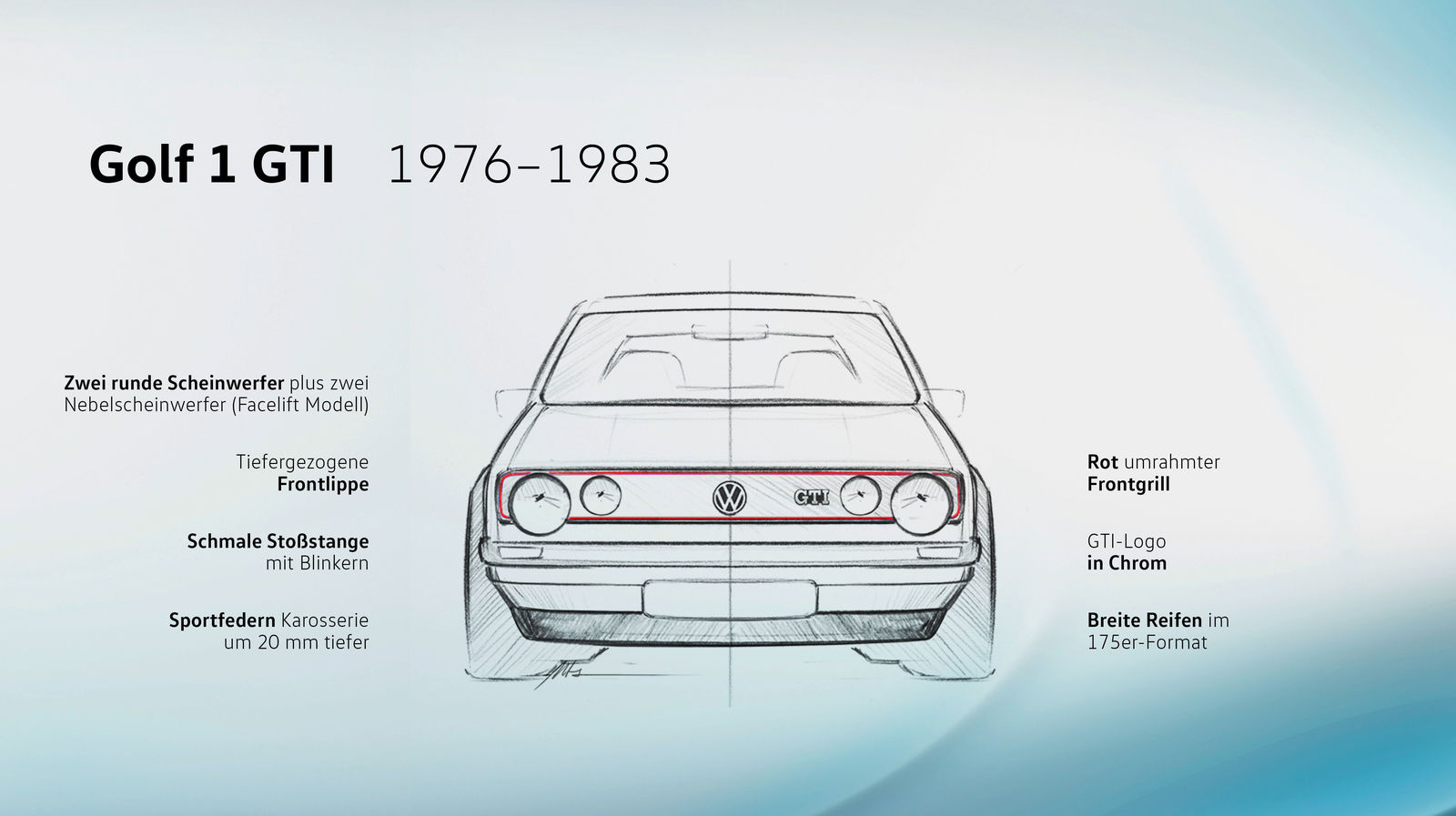 Story: „Golf GTI – in acht Generationen mit unverwechselbarer Frontpartie“